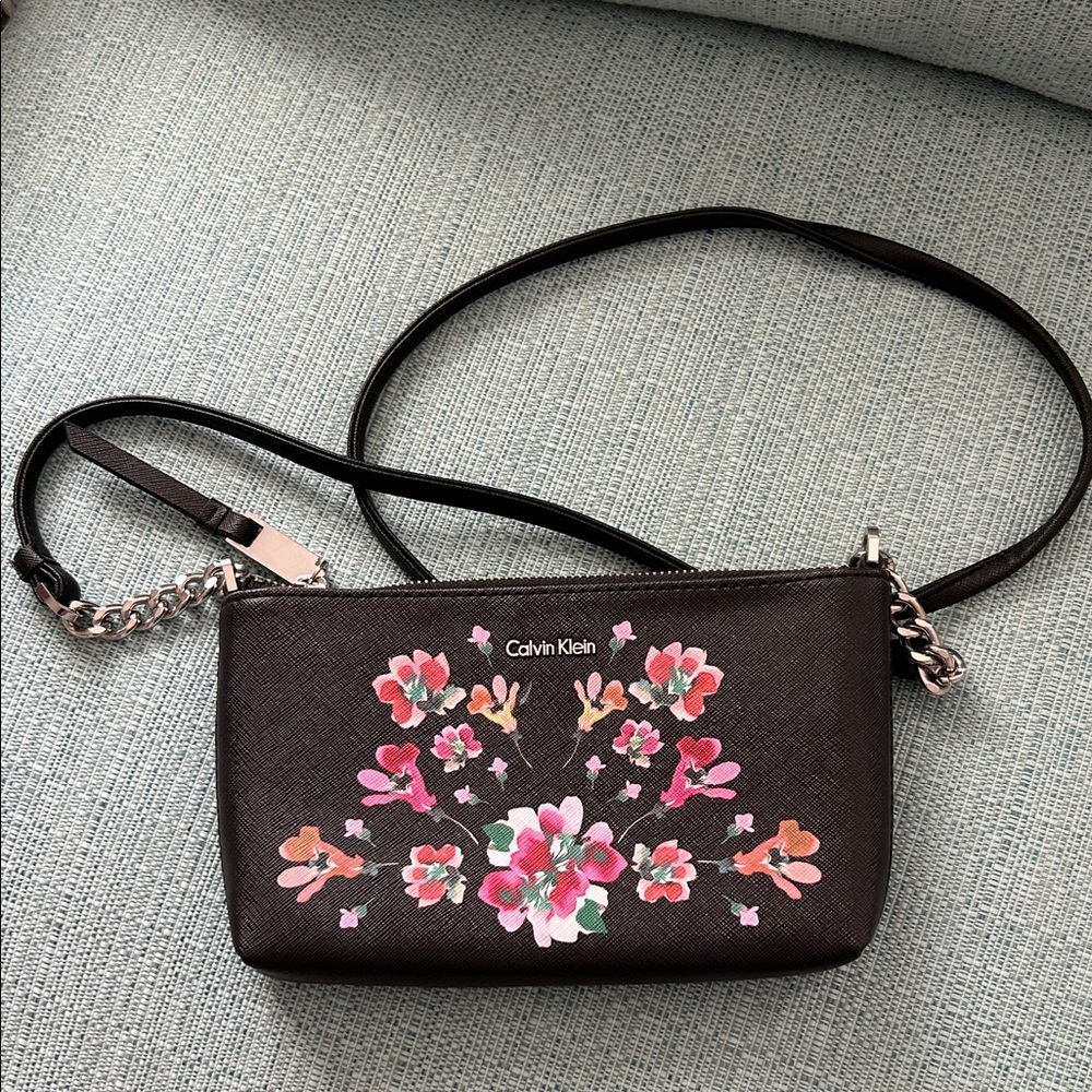 Calvin Klein Black Floral Crossbody Bag